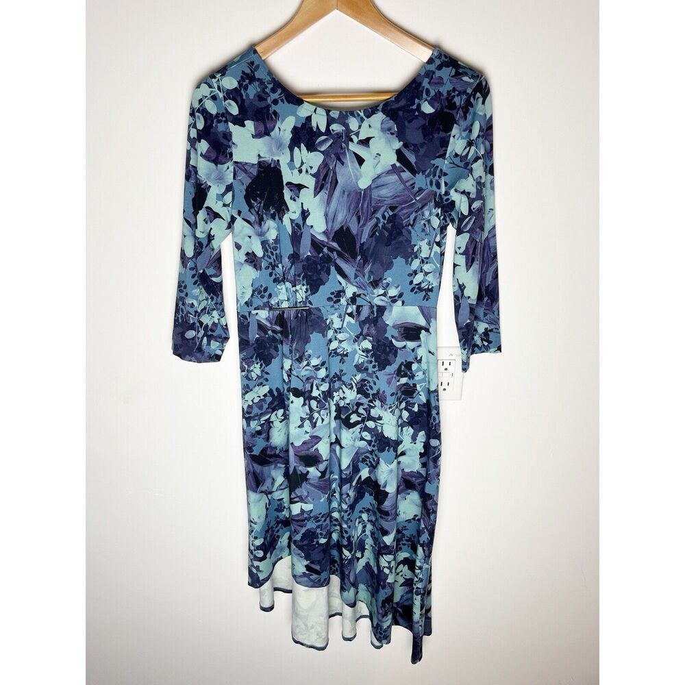 Soft Surroundings Dress Womens Small Blue Floral Asymmetrical Coastal Resort​​